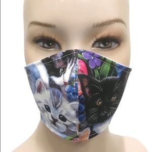 Fabric Face Mask Cat Design 3 Sizes, USA Made